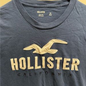 Hollister Navy Tee with Cream Logo